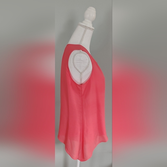 Zac & Rachel Orange Sleeveless Top Size Medium Layered Asymmetrical Chain Detail - Picture 3 of 12